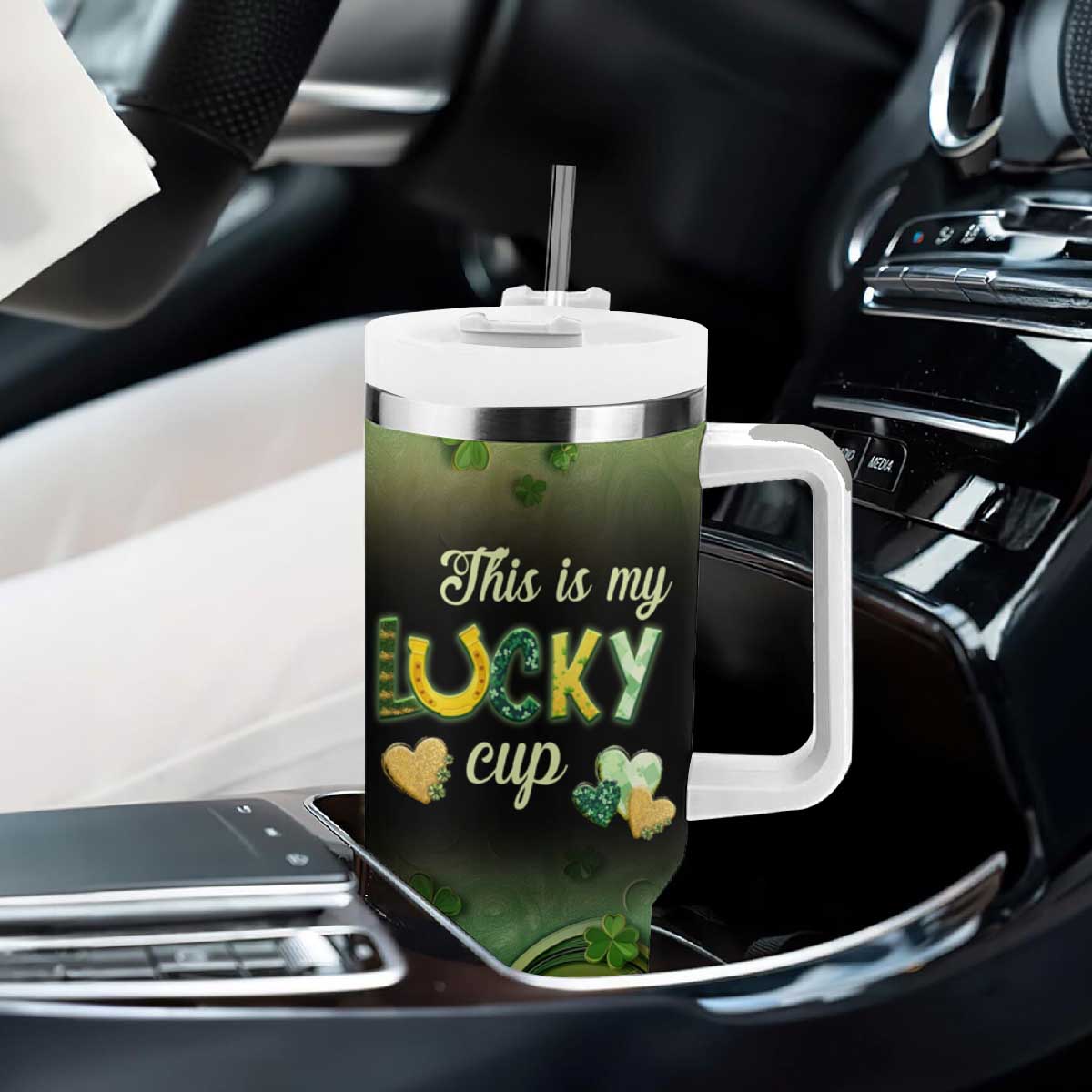 This Is My Lucky Cup Tumbler With Handle Cute Irish Gnomes Buffalo Palid Funny St Patricks Day TB02 Print Your Wear