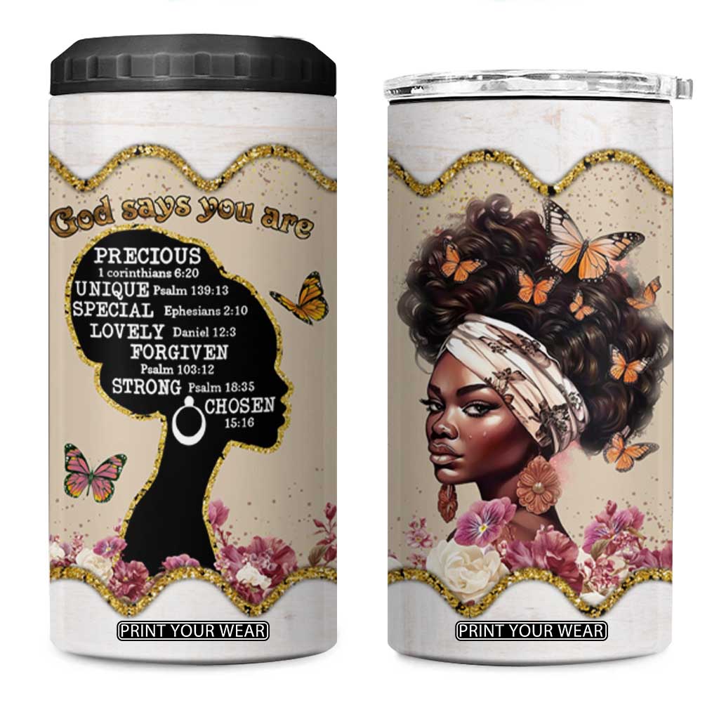 Black Girl Affirmations 4 in 1 Can Cooler Tumbler God Says You Are Bible Verse Christian African American TB02 One Size: 16 oz Sand Print Your Wear