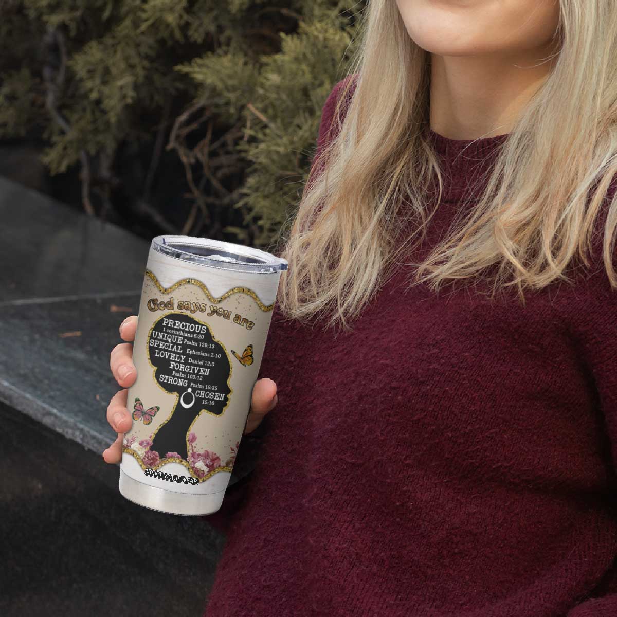 Black Girl Affirmations Tumbler Cup God Says You Are Bible Verse Christian African American TB02 Print Your Wear