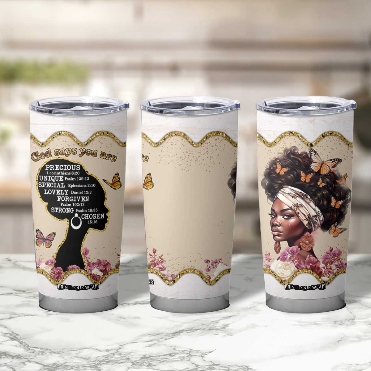 Black Girl Affirmations Tumbler Cup God Says You Are Bible Verse Christian African American TB02 Print Your Wear
