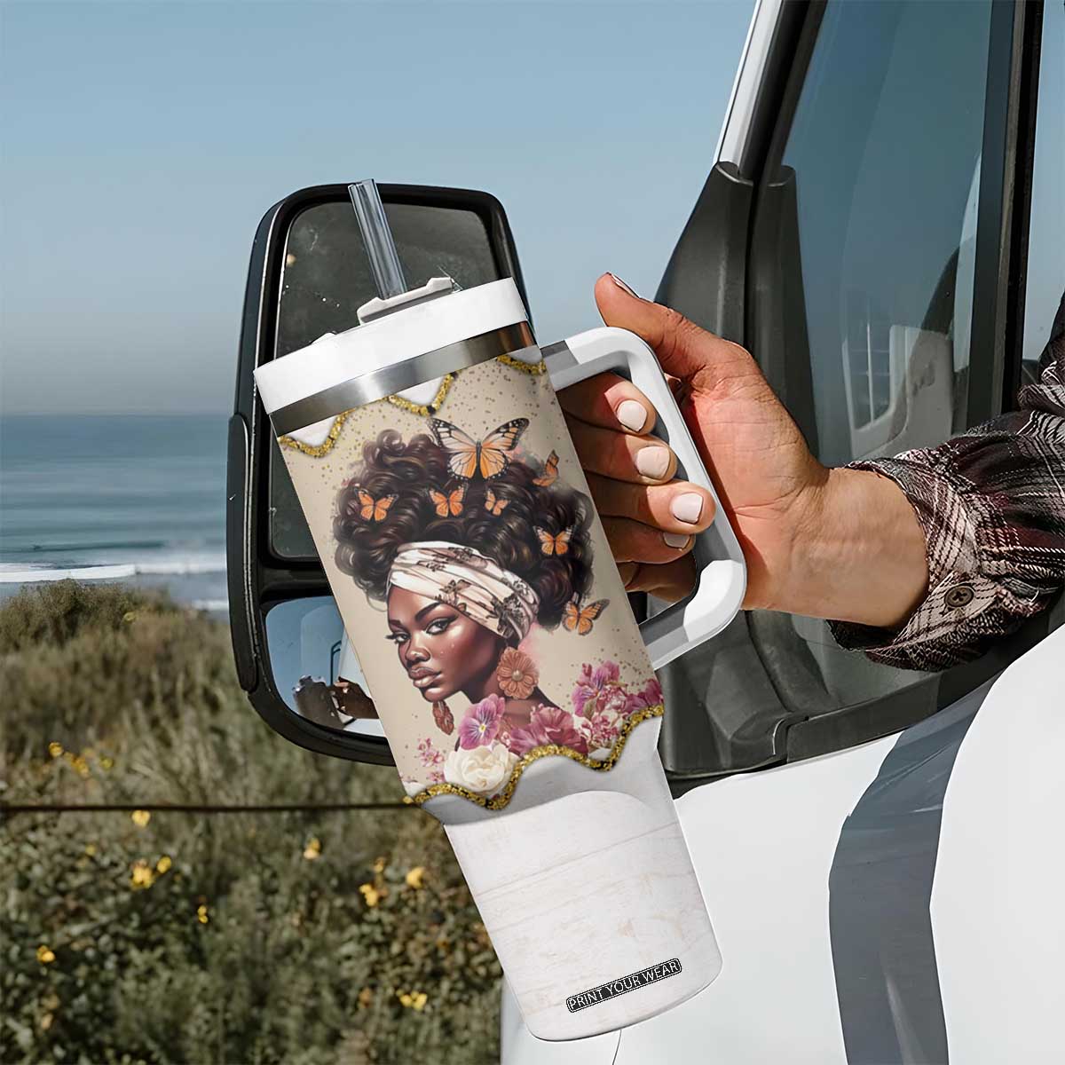 Black Girl Affirmations Tumbler With Handle God Says You Are Bible Verse Christian African American TB02 Print Your Wear