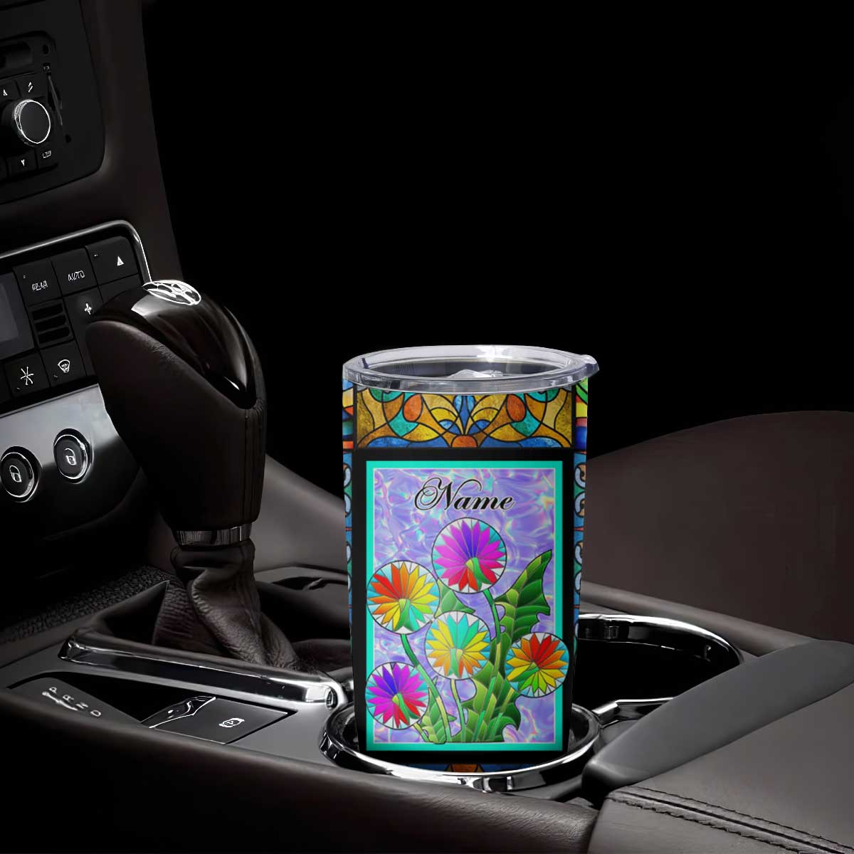 Personalized Christian Faith Stained Glass Printing Tumbler Cup Custom Name Be Still And Know That I Am God Dandelion Taraxacum Flower TB02 Print Your Wear