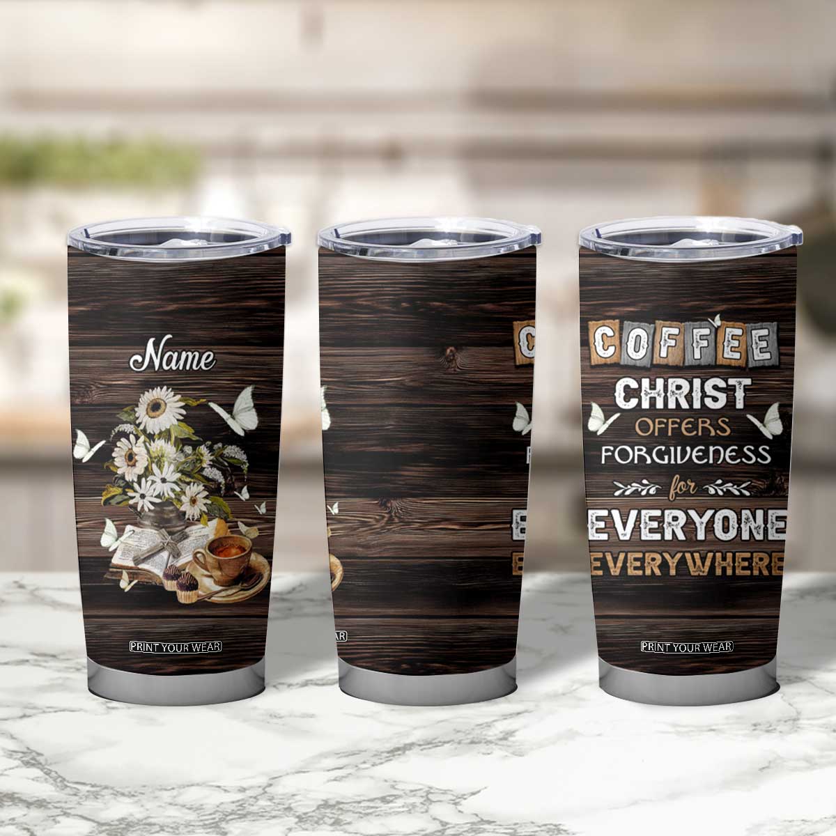 Personalized Christian Faith and Coffee Lover Tumbler Cup Christ Offers Forgiveness For Everyone Everywhere Funny Definition TB02 Print Your Wear