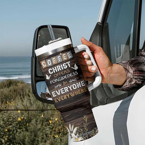 Personalized Christian Faith and Coffee Lover Tumbler With Handle Christ Offers Forgiveness For Everyone Everywhere Funny Definition TB02 Print Your Wear