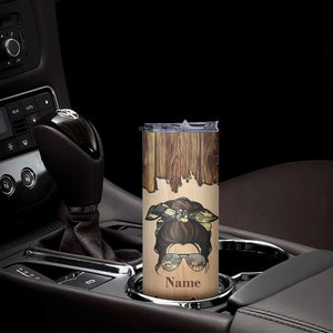 Personalized Deer Hunting Girl Skinny Tumbler Custom Name I'd Rather Be Hunting Camouflage Messy Bun TB02 Print Your Wear
