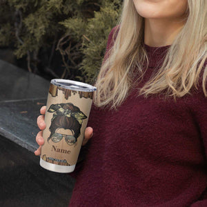 Personalized Deer Hunting Girl Tumbler Cup Custom Name I'd Rather Be Hunting Camouflage Messy Bun TB02 Print Your Wear