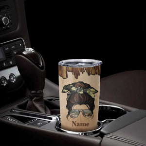 Personalized Deer Hunting Girl Tumbler Cup Custom Name I'd Rather Be Hunting Camouflage Messy Bun TB02 Print Your Wear