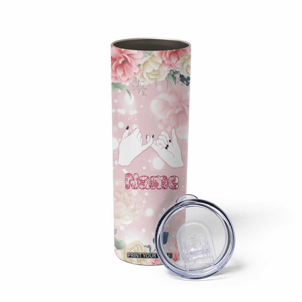 Personalized Sisterhood Floral Pink Skinny Tumbler Custom Name Sisters Are Always Close At Heart TB02 Print Your Wear
