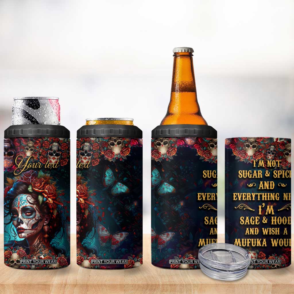 Personalized La Catrina Sugar Skull 4 in 1 Can Cooler Tumbler Custom Name Day of the Dead Skull Roses Gothic Aesthetic TB02 Print Your Wear