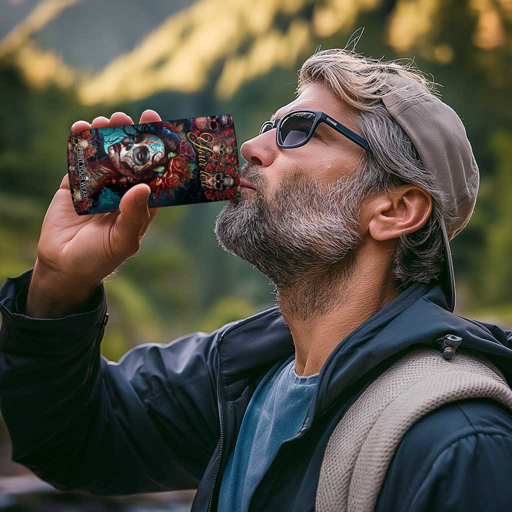 Personalized La Catrina Sugar Skull 4 in 1 Can Cooler Tumbler Custom Name Day of the Dead Skull Roses Gothic Aesthetic TB02 Print Your Wear
