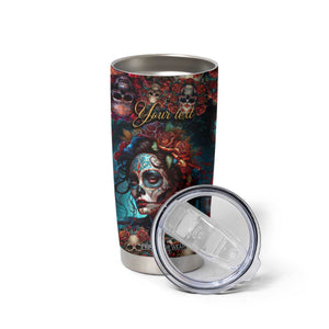 Personalized La Catrina Sugar Skull Tumbler Cup Custom Name Day of the Dead Skull Roses Gothic Aesthetic TB02 Print Your Wear
