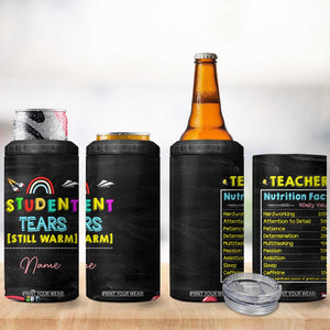 Personalized Funny Teacher Nutrition Facts 4 in 1 Can Cooler Tumbler Custom Name Gifts for Educators Student Tears Still Warm TB02 Print Your Wear