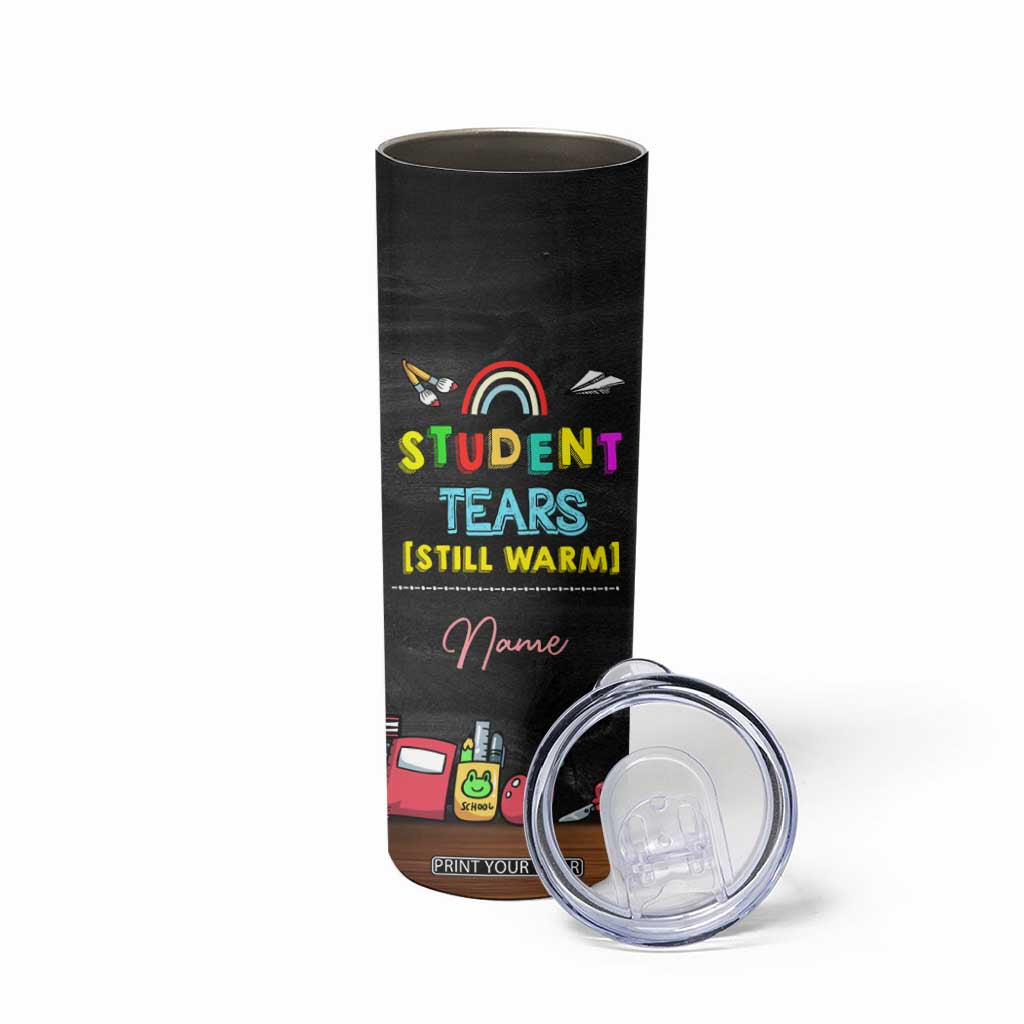Personalized Funny Teacher Nutrition Facts Skinny Tumbler Custom Name Gifts for Educators Student Tears Still Warm TB02 Print Your Wear