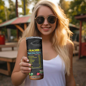 Personalized Funny Teacher Nutrition Facts Skinny Tumbler Custom Name Gifts for Educators Student Tears Still Warm TB02 Print Your Wear