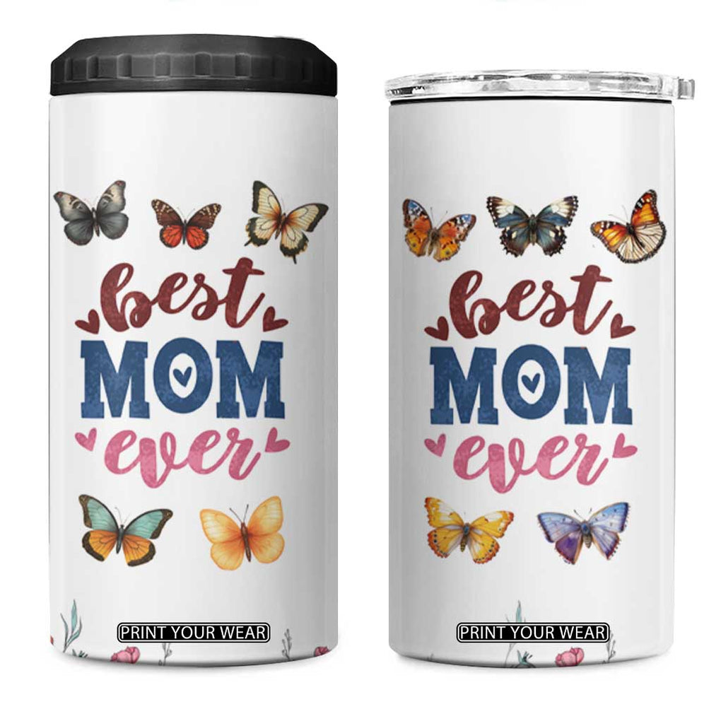 Mother's Day 4 in 1 Can Cooler Tumbler Best Mom Ever Flower Garden Butterflies TB02 One Size: 16 oz White Print Your Wear