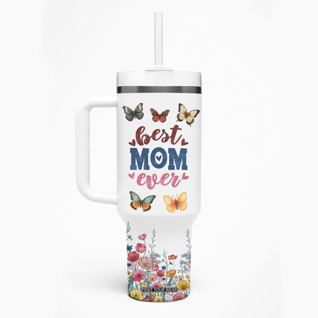 Mother's Day Tumbler With Handle Best Mom Ever Flower Garden Butterflies TB02 Print Your Wear