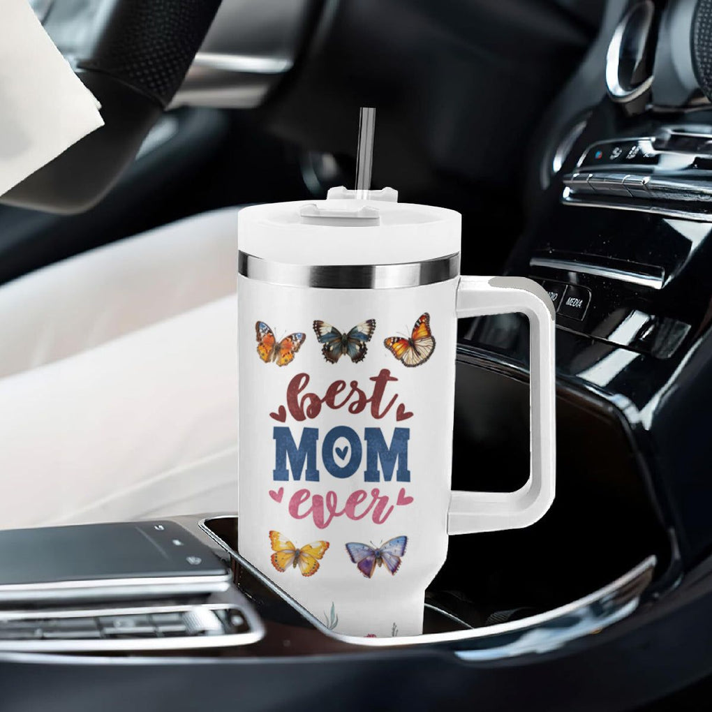 Mother's Day Tumbler With Handle Best Mom Ever Flower Garden Butterflies TB02 Print Your Wear