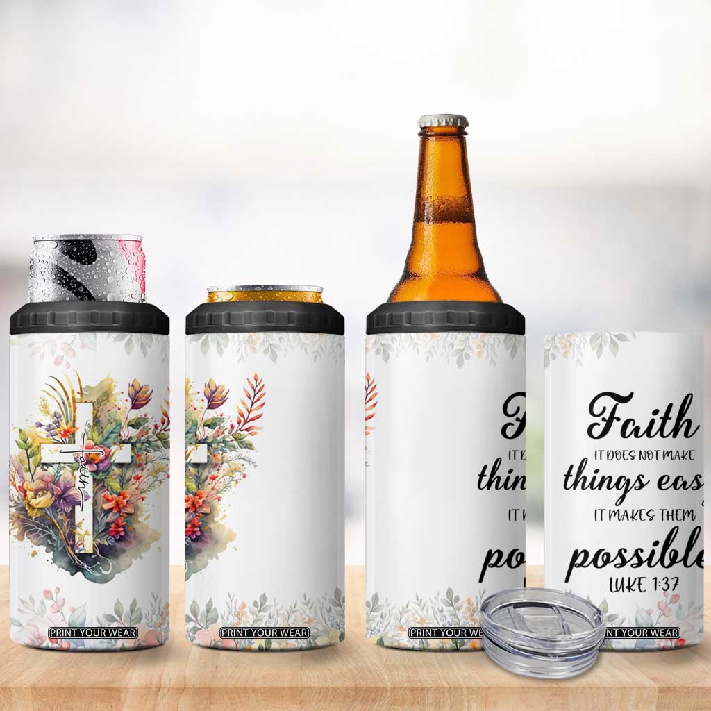Christian Faith Floral 4 in 1 Can Cooler Tumbler Bible Verse It Makes Them Possible Inspirational Religious Gifts TB02 Print Your Wear