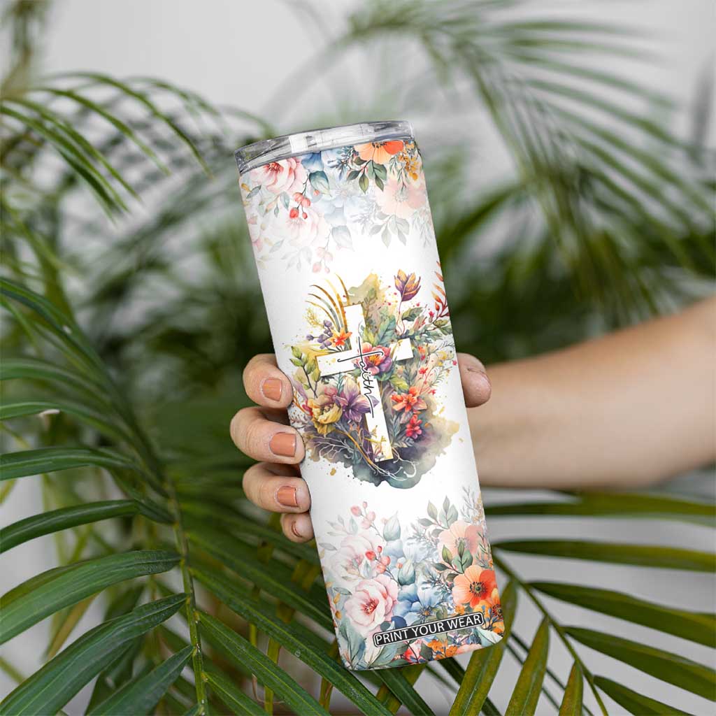 Christian Faith Floral Skinny Tumbler Bible Verse It Makes Them Possible Inspirational Religious Gifts TB02 Print Your Wear