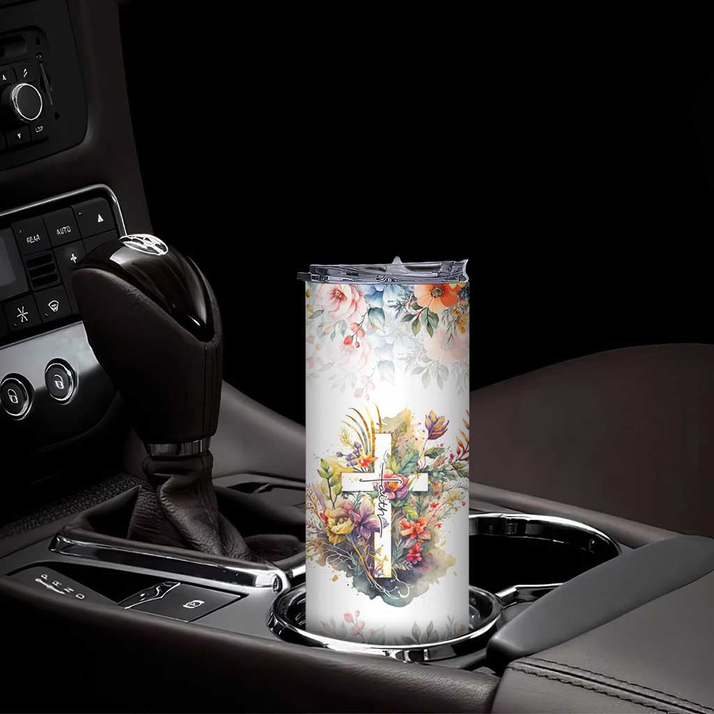 Christian Faith Floral Skinny Tumbler Bible Verse It Makes Them Possible Inspirational Religious Gifts TB02 Print Your Wear