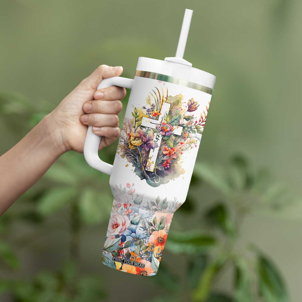 Christian Faith Floral Tumbler With Handle Bible Verse It Makes Them Possible Inspirational Religious Gifts TB02 Print Your Wear