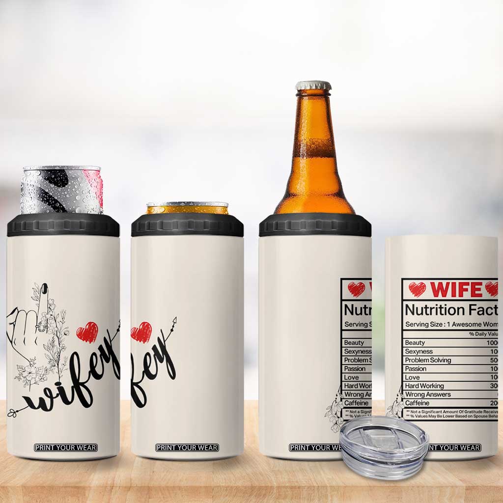 Funny Wifey 4 in 1 Can Cooler Tumbler Wife Nutrtion Facts Spouse Gift TB02 Print Your Wear