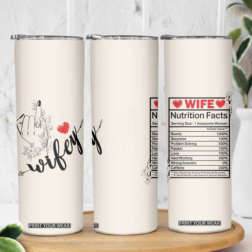 Funny Wifey Skinny Tumbler Wife Nutrtion Facts Spouse Gift TB02 Print Your Wear