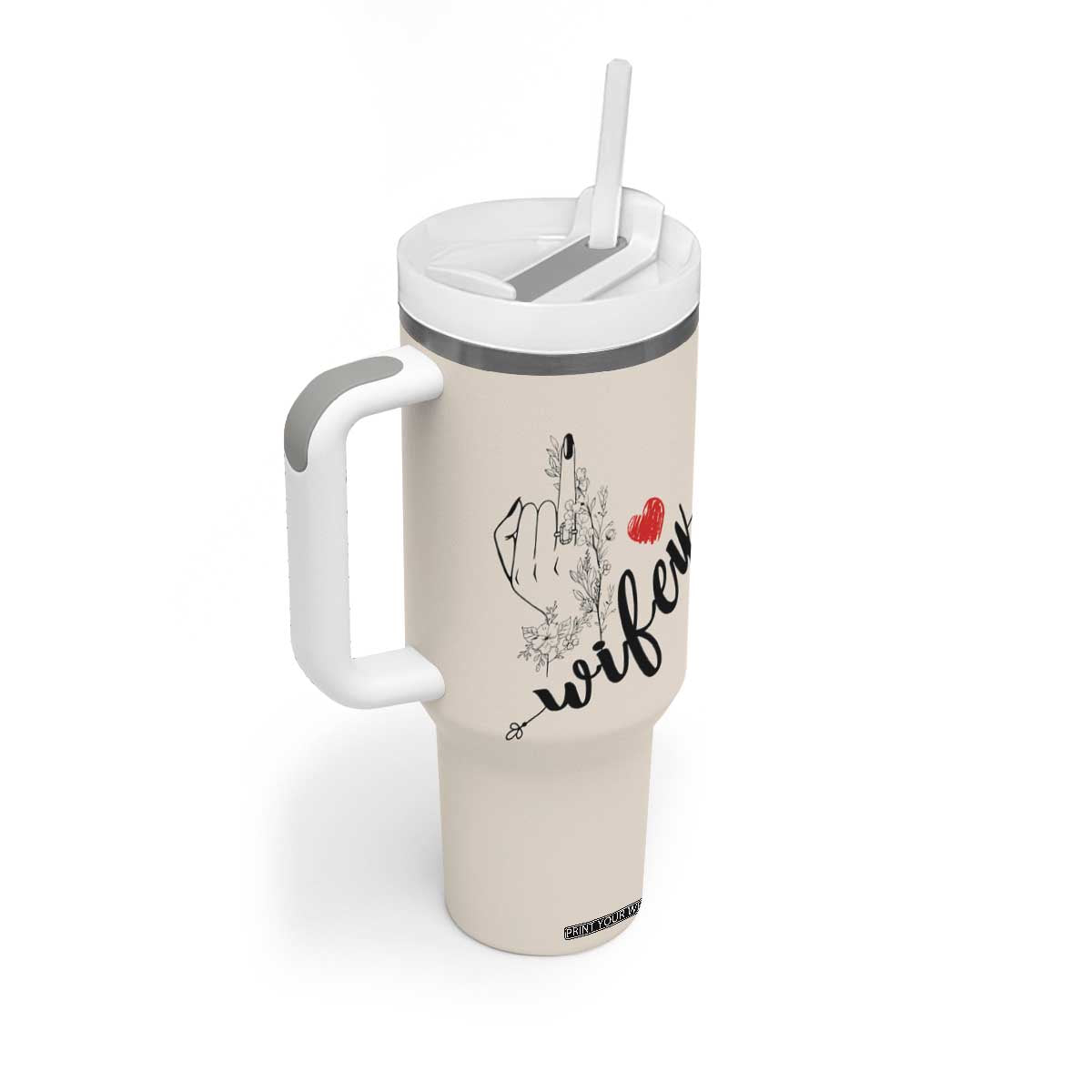 Funny Wifey Tumbler With Handle Wife Nutrtion Facts Spouse Gift TB02 Print Your Wear