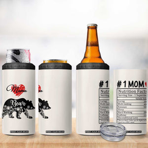 Mama Bear 4 in 1 Can Cooler Tumbler #1 Mom Nutrition Facts Floral Bear Mother’s Day Gift - PrintYourWear Size: One Size: 16 oz Color: Beige