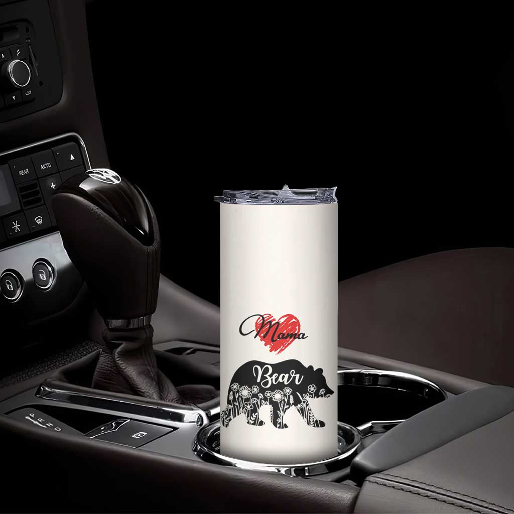 Mama Bear Skinny Tumbler #1 Mom Nutrition Facts Floral Bear Mother’s Day Gift - PrintYourWear Size: 20oz Color: Beige