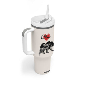 Mama Bear Tumbler With Handle #1 Mom Nutrition Facts Floral Bear Mother’s Day Gift - PrintYourWear Size: One Size: 40 oz Color: Beige