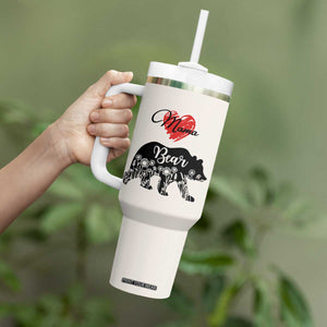 Mama Bear Tumbler With Handle #1 Mom Nutrition Facts Floral Bear Mother’s Day Gift - PrintYourWear Size: One Size: 40 oz Color: Beige