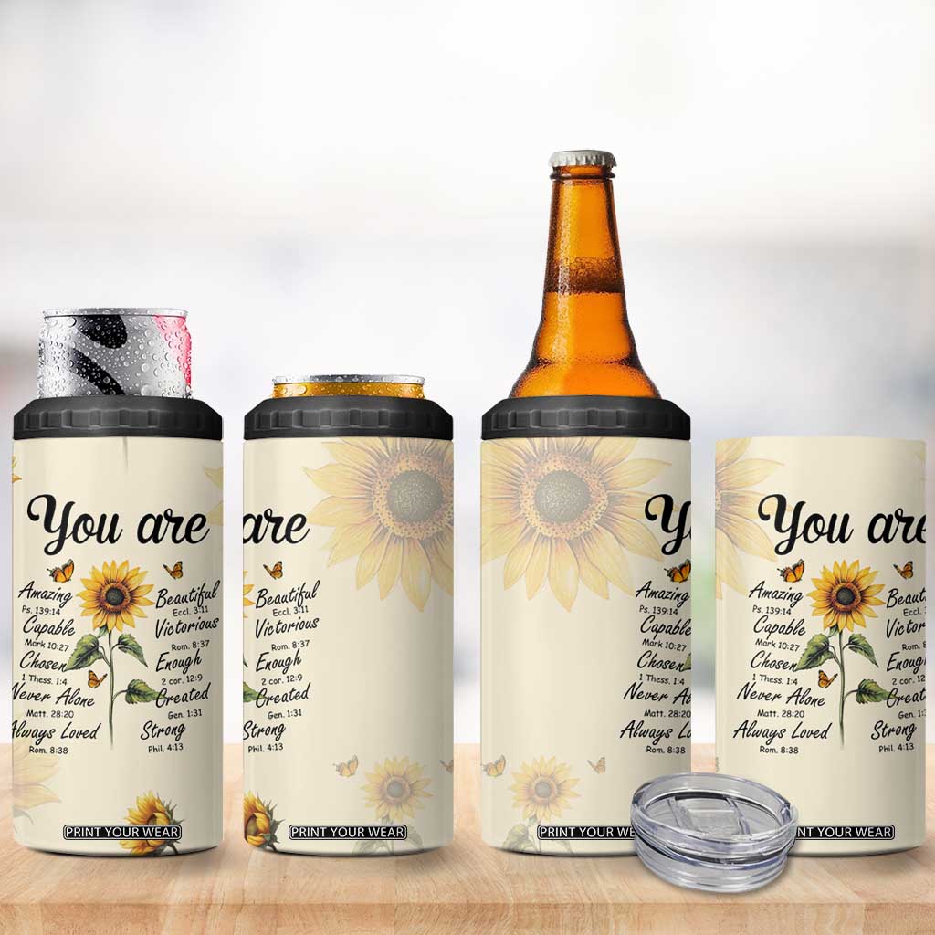 Inspirational Quotes Sunflower 4 in 1 Can Cooler Tumbler Christian Faith Religious Encouragement Bible Verse TB02 Print Your Wear