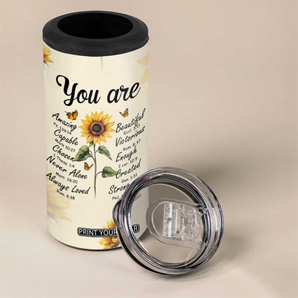 Inspirational Quotes Sunflower 4 in 1 Can Cooler Tumbler Christian Faith Religious Encouragement Bible Verse TB02 Print Your Wear