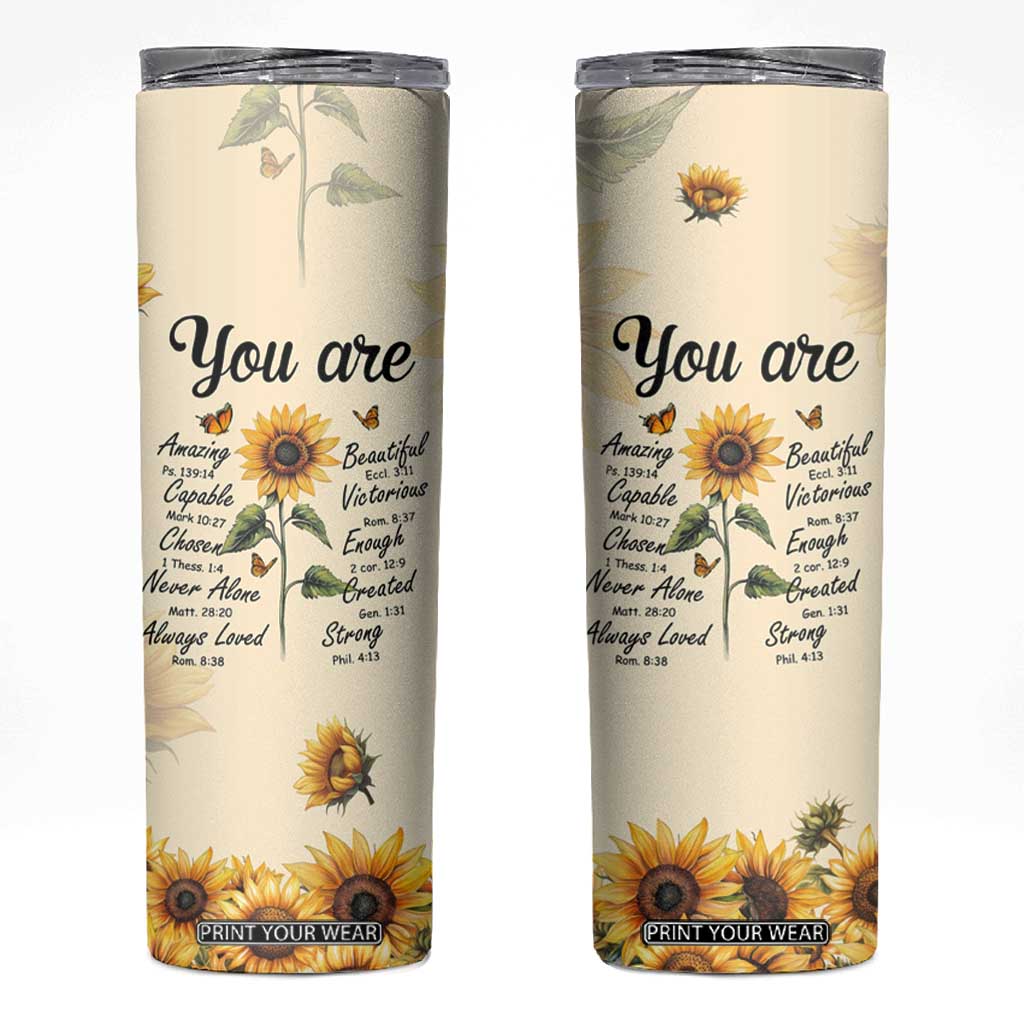 Inspirational Quotes Sunflower Skinny Tumbler Christian Faith Religious Encouragement Bible Verse TB02 Butter Print Your Wear