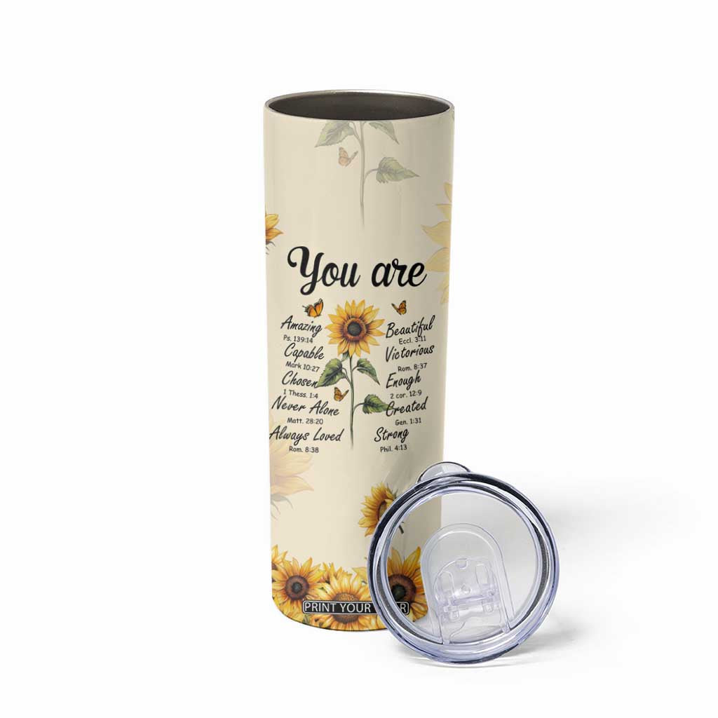 Inspirational Quotes Sunflower Skinny Tumbler Christian Faith Religious Encouragement Bible Verse TB02 Print Your Wear