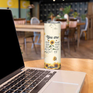 Inspirational Quotes Sunflower Skinny Tumbler Christian Faith Religious Encouragement Bible Verse TB02 Print Your Wear