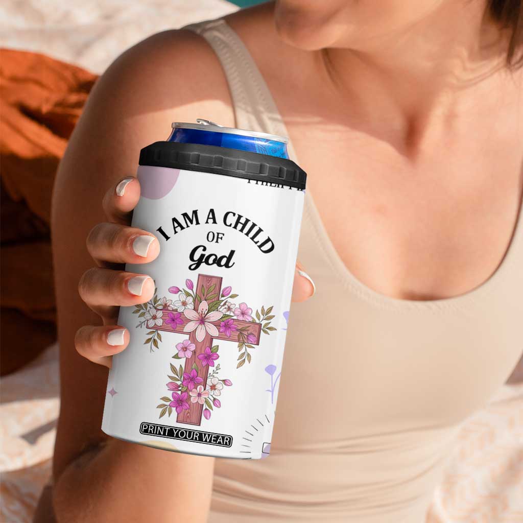Aesthetic Floral Christian 4 in 1 Can Cooler Tumbler I Am A Child Of God Religious Faith Inspirational Bible Verse TB02 Print Your Wear
