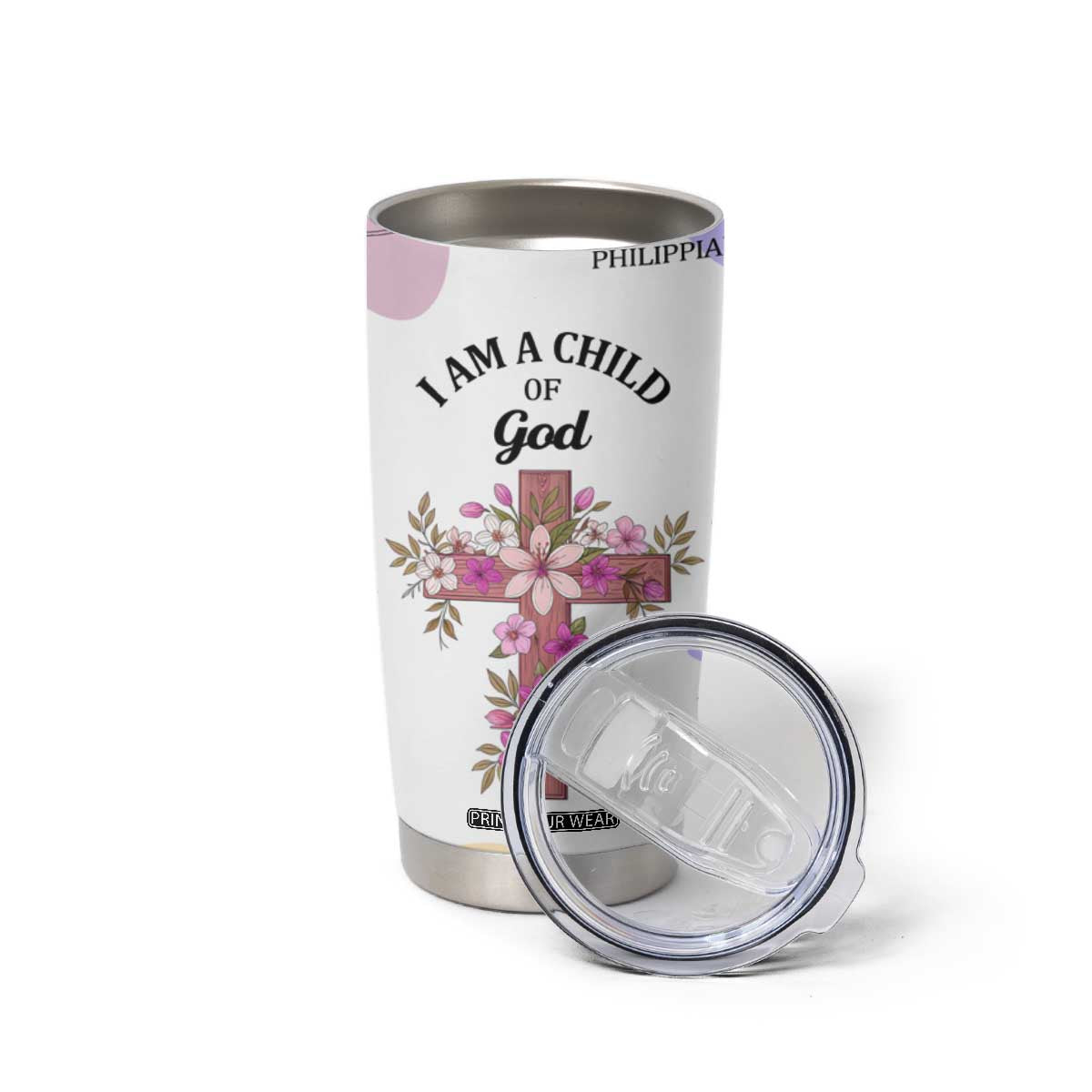Aesthetic Floral Christian Tumbler Cup I Am A Child Of God Religious Faith Inspirational Bible Verse TB02 Print Your Wear