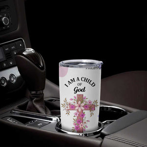 Aesthetic Floral Christian Tumbler Cup I Am A Child Of God Religious Faith Inspirational Bible Verse TB02 Print Your Wear