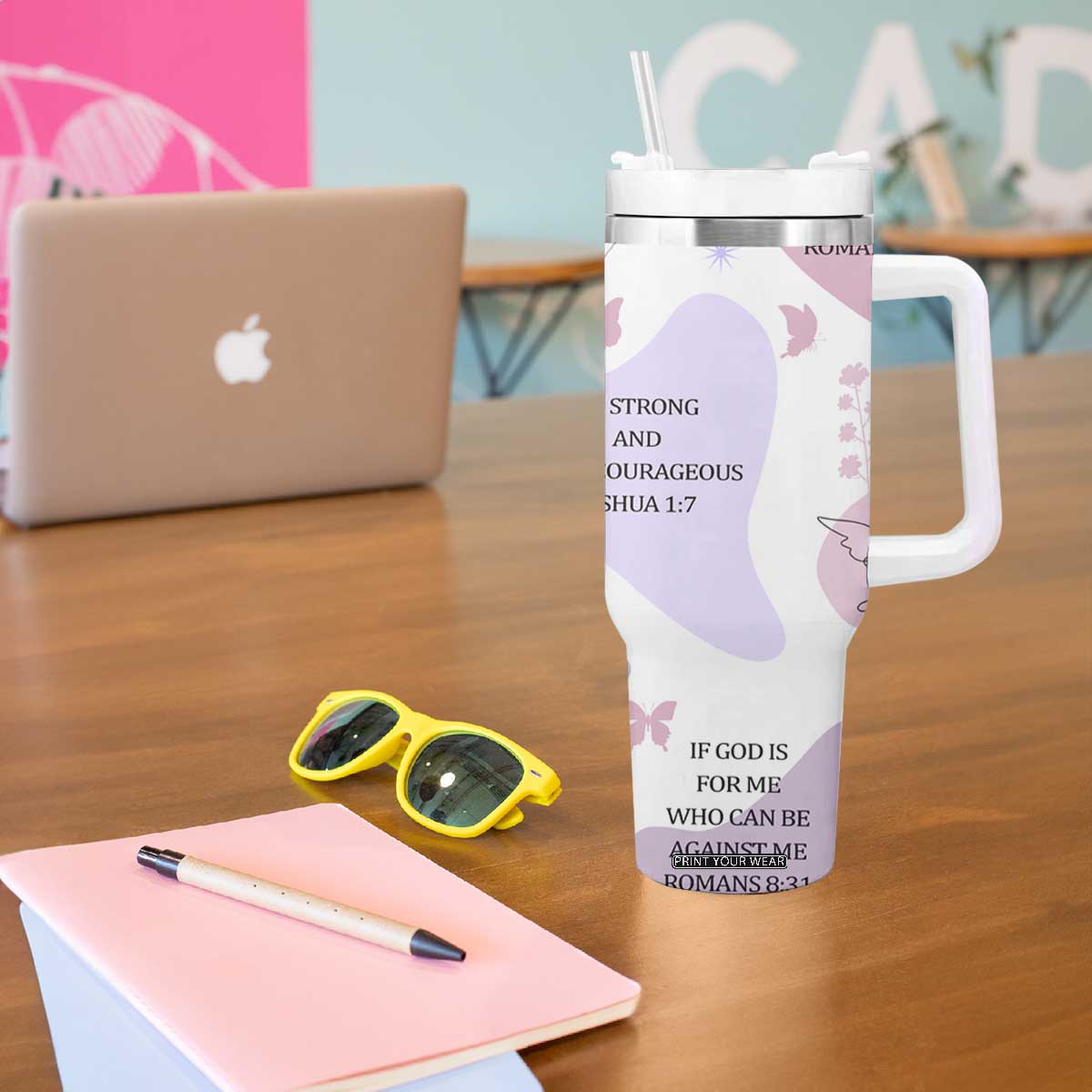 Aesthetic Floral Christian Tumbler With Handle I Am A Child Of God Religious Faith Inspirational Bible Verse TB02 Print Your Wear