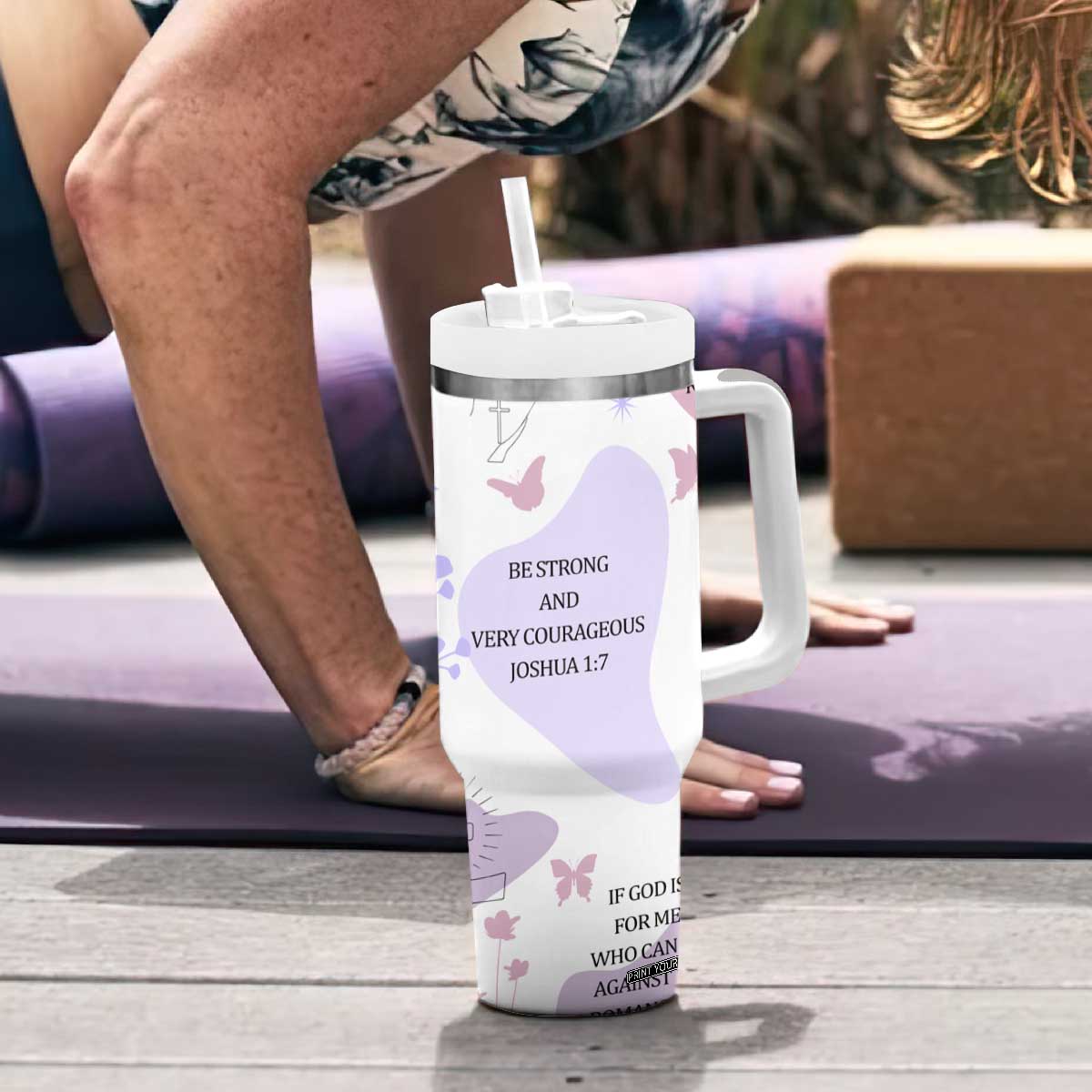 Aesthetic Floral Christian Tumbler With Handle I Am A Child Of God Religious Faith Inspirational Bible Verse TB02 Print Your Wear