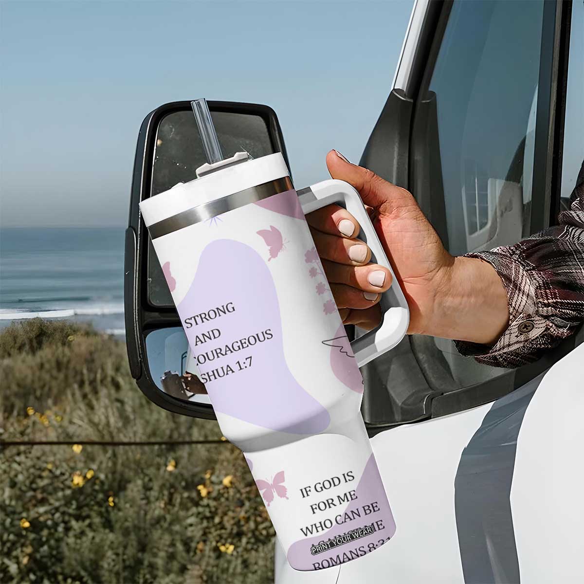 Aesthetic Floral Christian Tumbler With Handle I Am A Child Of God Religious Faith Inspirational Bible Verse TB02 Print Your Wear