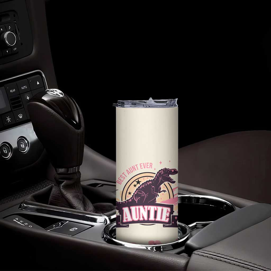 Best Aunt Ever Floral Skinny Tumbler Funny Dinosaur Auntie Nutrition Facts Cute Rex Aunts Gift TB02 Print Your Wear