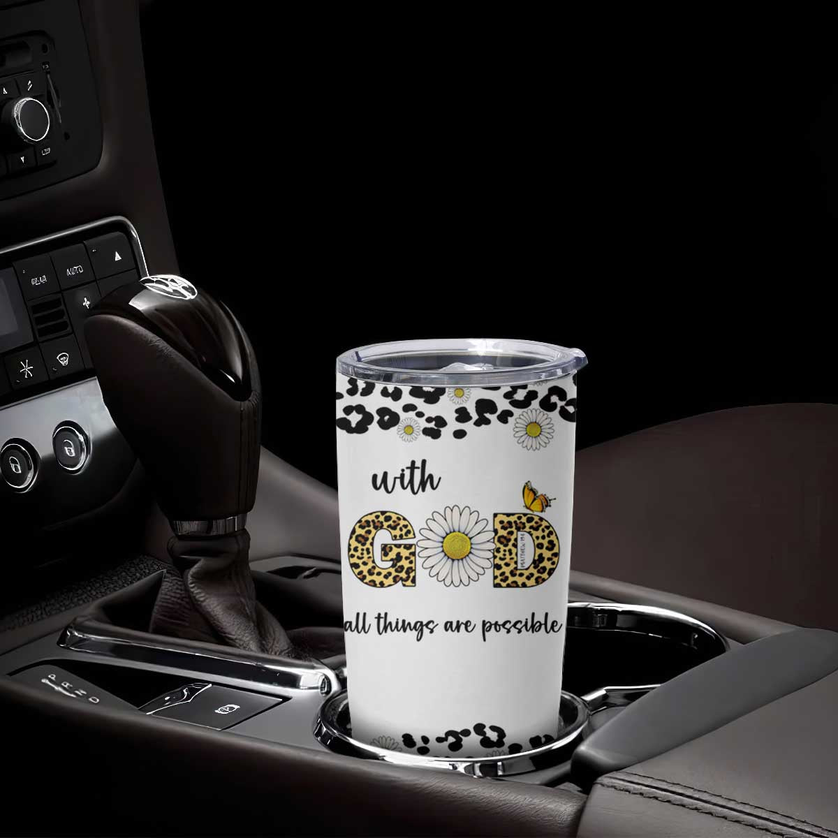 Christian Faith Daisy Leopard Tumbler Cup With God All Things Are Possible Inspirational Bible Verse Religious Gifts TB02 Print Your Wear