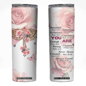 Floral Christian Faith Skinny Tumbler Inspirational Bible Verses Faith-based Religious Scripture TB02 White Print Your Wear
