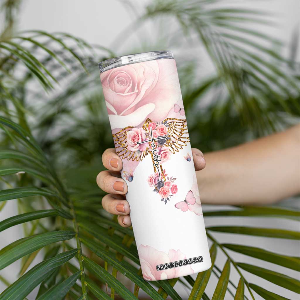 Floral Christian Faith Skinny Tumbler Inspirational Bible Verses Faith-based Religious Scripture TB02 Print Your Wear
