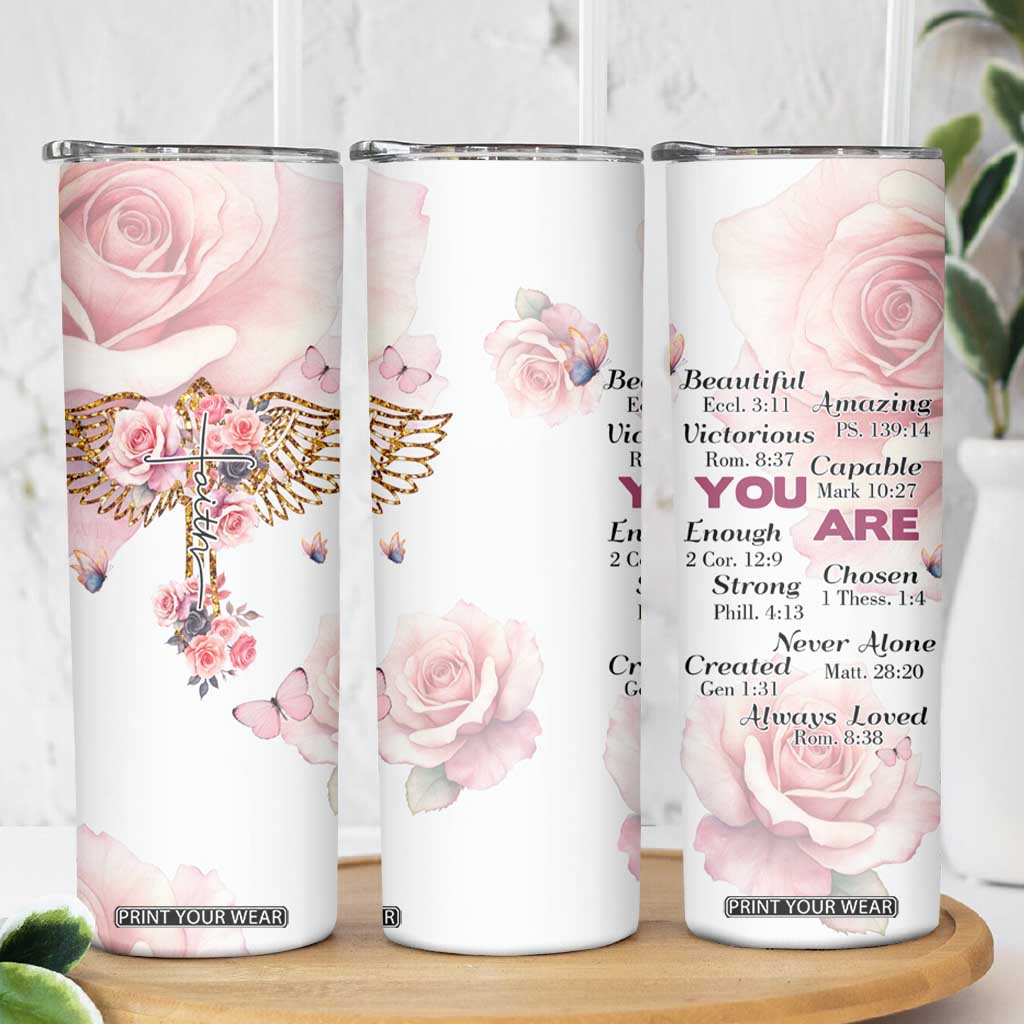 Floral Christian Faith Skinny Tumbler Inspirational Bible Verses Faith-based Religious Scripture TB02 Print Your Wear
