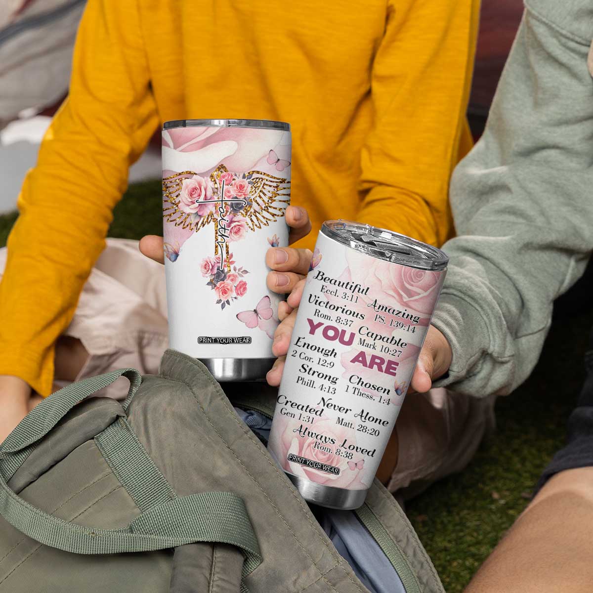 Floral Christian Faith Tumbler Cup Inspirational Bible Verses Faith-based Religious Scripture TB02 Print Your Wear