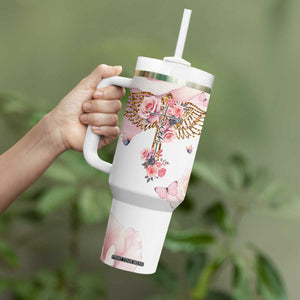 Floral Christian Faith Tumbler With Handle Inspirational Bible Verses Faith-based Religious Scripture TB02 Print Your Wear